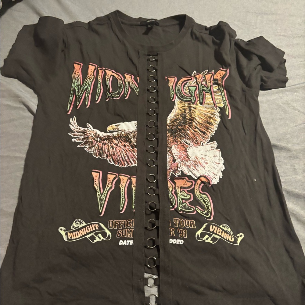 Forever 21 Black Graphic Tee with Eagle Design